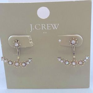 J Crew Designer Post Gold Tone Rhinestone Earrings NWT